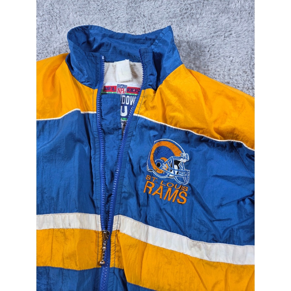 Vintage St Louis Rams NFL Windbreaker Jacket Blue Yellow